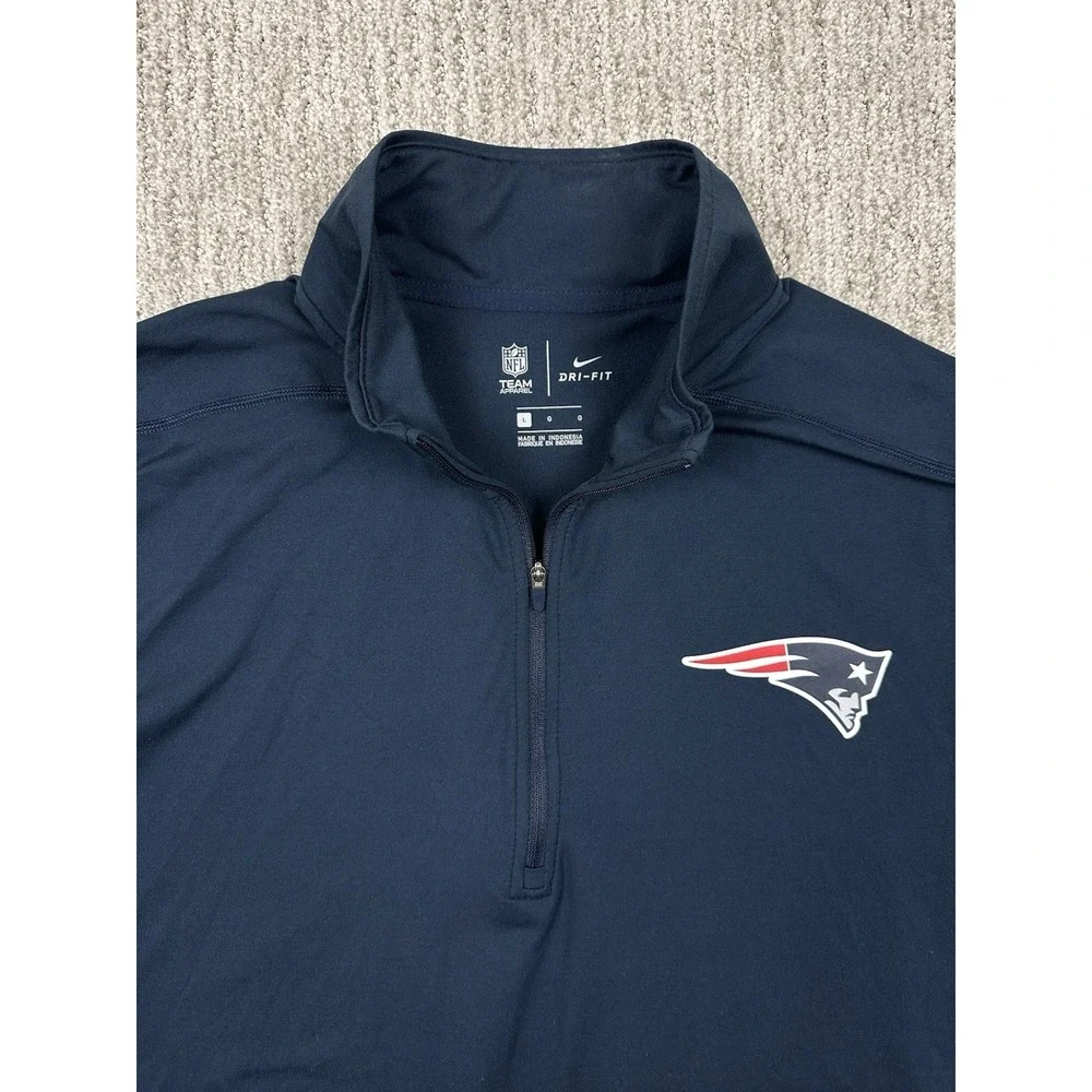 Nike NFL New England Patriots Dri-FIT Quarter Zip Pullover Navy Blue Mens Large